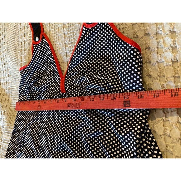 Cole of California Halter Top Swimsuit Size 1X 16 or 18  B&W Polka dot Deep V - Picture 6 of 6